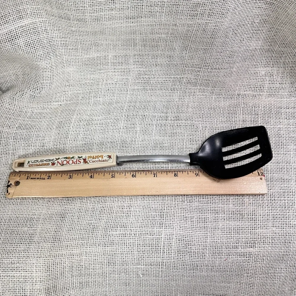 EKCO USA Slotted Spoon‎ Floral Handle Multilingual 
